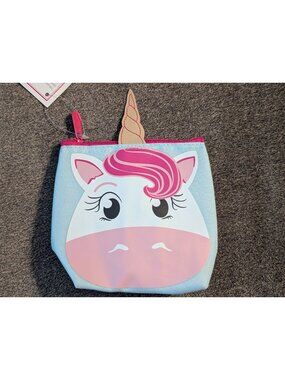 Thirty-One Unicorn Cool Zip Snack Pouch With Food-Safe Lining & Pink Zipper
